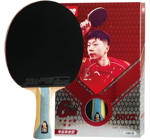 DHS Sports 6 Star Table Tennis Racket H6002 - Shakehand, ITTF Approved Paddle, Advanced, 5 Ply Wood, Thicker Core, Hurricane 3 and Tin Arc Rubbers