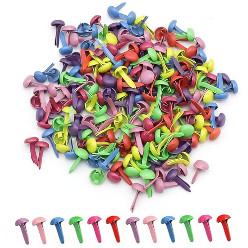 ATTEEFI 200 Pezzi Clip a Testa Tonda, Fermacampioni Piccoli 4,5 x 8 mm, Colorate Metallo Fissaggio in Carta, Facile da Usare, Fermacampioni Puntine Chiodini per Scrapbooking, Biglietti Auguri, Foto