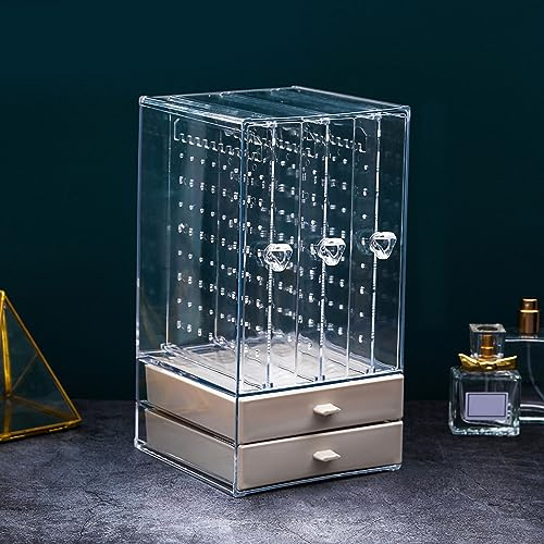 ZJchao Boîte de Rangement de Bijoux, Présentoir Transparent avec Tiroirs pour Boucles D'oreilles, Bagues, Colliers, Tour de Bijoux Suspendue, Organisateur en (3 tiroirs verticaux et 2 tiroirs