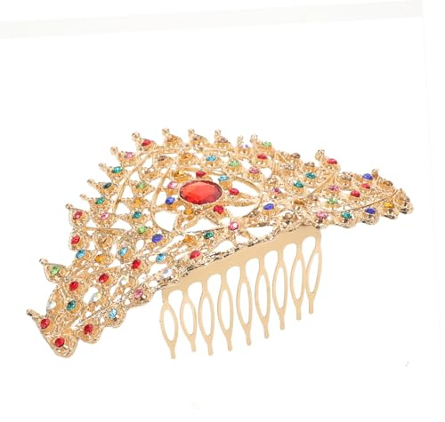 NOLITOY Princess Tiara Crown Comb mit Funkelnden Strasssteinen Traditionelles Thailändisches Braut-haaraccessoire Antikes Chinesisches Kostüm-haarreif-headpiece Dekorativer Haarkamm für