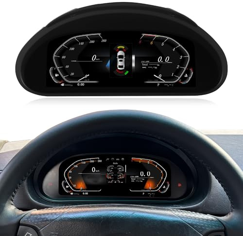 10,25 Zoll LCD Digitales Kombiinstrument kompatibel mit BMW E46 1999–2004, Geschwindigkeitsmesser & Drehzahlmesser Anzeige, Kabelloses Apple CarPlay und MirrorLink, Zerstörungsfreie Installation
