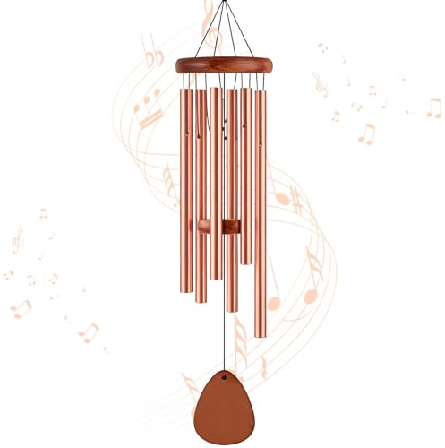 DONGDA Windspiele für Draußen Hängend, 6 Rohre Windspiel Metall Klangspiel Garten Glockenspiel Hängend Wind Chimes für Garten/Draußen (Roségold)