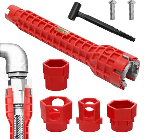 MUYAPAY Armaturenschlüssel, Wasserhahn Schlüssel 14 en 1, Multifunktionaler Standhahnmutterschlüssel, Wasserhahn Werkzeug Steckschlüssel-Set pour Cuvette De Toilettes Cuisine Plomberie