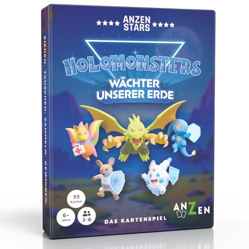 HOLOMONSTERS Kartenspiel für Kinder & Familie ab 6 Jahren – schnelles Gesellschaftsspiel für 3–6 Spieler – Partyspiel, Reisespiel & Lernspiel | Kinderspiel ab 5 6 7 Jahre | lustiges Familienspiel