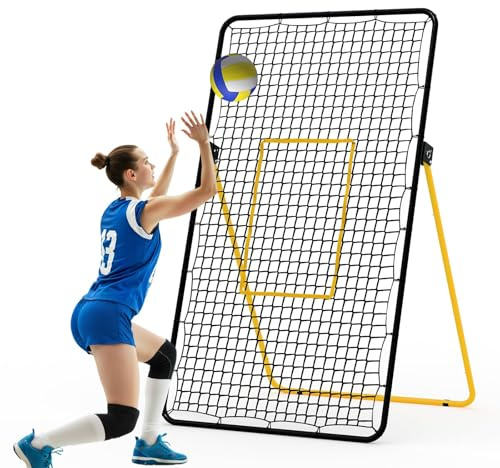 Red de Rebote de Voleibol, 122x121x213 cm, Marco de Acero, Red de PE, Red de Voleibol Exterior Ajustable, Red de Entrenamiento de Voleibol Portátil y Plegable para Interior y Exterior