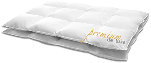 HANSKRUCHEN® Premium de Luxe Daunendecke 155x220 cm - Medium / Ganzjahresdecke - Made in Germany Kassettendecke aus 100% Baumwolle - Allergiker geeignet