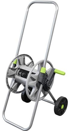 Jardibric - Chariot Dévidoir d'Arrosage sans Tuyau - Capacité de 45 m pour Tuyau Ø 15 mm - Facile à Manœuvrer grâce à Ses Roues et Manivelle pour Un Enroulage Pratique