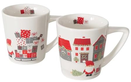 RiloStore Set of 3 Coffee Mugs Wichtel Pink Red White Dots 150 ml Mulled Wine Cups Coffee Cups Tea Cups Porcelain Christmas Secret Santa Children Espresso Cups Secret Santa Cups