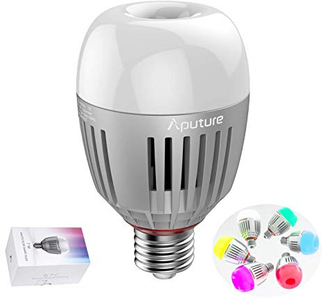 Aputure Accent B7C RGBWW LED Ampoule Intelligente 7W Dimmable 2,000K-10,000K CCT/HSI/FX Mode App Control Batterie intégrée/Alimentation CA Via la Prise E26 / E27