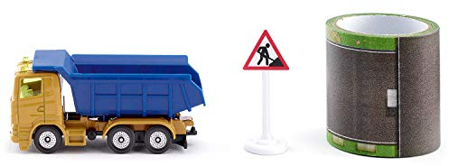 Siku 1600, Baukipper mit Tape, Metall/Kunststoff, Multicolor, Kippbare Mulde, 5 m Fahrstrecke