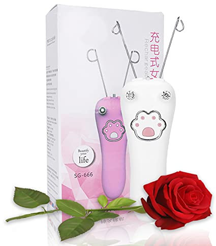 Damen Gesichtshaar Entferner, USB Gesicht Enthaarung Epiliergeräte mit Baumwollfaden, Elektrischer Gesicht Delicate Depilation Device(Rosa)