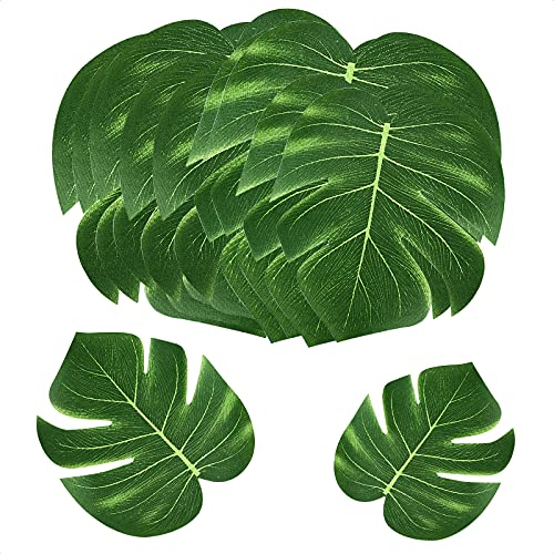 24 foglie tropicali decorative, foglie di palma artificiali, piante tropicali, decorazione per San Valentino, Monstera, pianta hawaiana, Jungle Theme, decorazioni per foglie di safari, feste (due