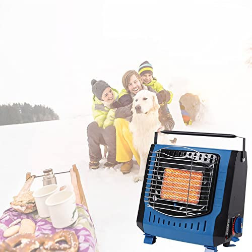 STCK Chauffage au gaz Portable Camping, réchaud de Camping portatif, Chauffage Multifonctionnel 2 en 1, Chauffage extérieur pour La Pêche Camping Patio Intérieur Randonnées (Couleur : Blue)