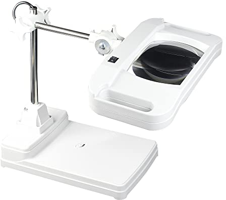 LED Lupen Schreibtischlampe, Led Lupenleuchte mit standfuß, 5X 10X Fach Vergrößerung Schreibtischlampe verstellbare Leselupen von Schreibtischen, Handwerk, Werkbank (5X Fach)