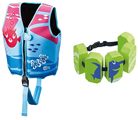 Beco Unisex Jugend Sealife Schwimmlernweste, pink, S & 96071 8 - Schwimmgürtel Sealife, für 2-6 Jahre, 15-30 kg, grün