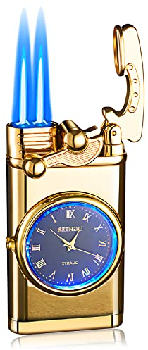 Mechero de tormenta, encendedor de gas de doble llama de chorro, mechero de metal para tormentas de gas recargable, encendedor para velas, idea de regalo para hombres (sin gas)