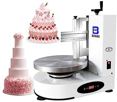 GEHPYYDS Portable Automatic Cake Scraping Coating Machine,4-12Inches Cake Cream Smoothing Machine Adjustable Cake Icing Smoother Tool Birthday Cake Bakery Equipment,White
