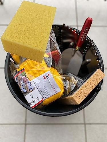 Set di lavaggio per piastrelle, set di spatole dentate, secchio da costruzione, 16 l, set di lavaggio artigianale, con ginocchiere, spugna manuale Hydro Contoo CT02