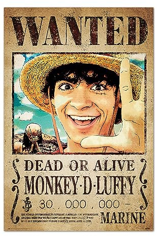 One Piece Poster Wanted Monkey D. Luffy Live Action Netflix Realverfilmung | Poster Deko Wohnzimmer oder Deko Schlafzimmer - Deko Zimmer - Größe 61 x 91 - Offizielle Lizenz