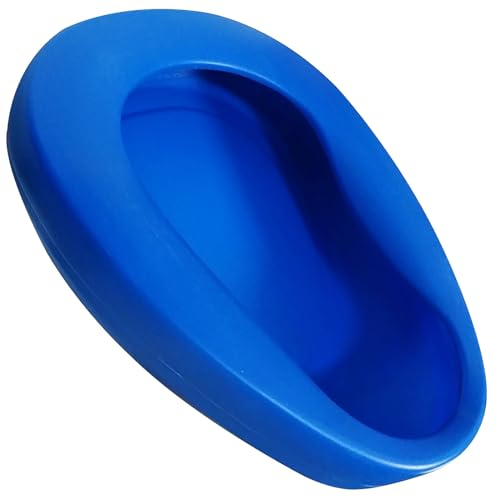 Rhinenet Thick Plastic Bedpan Heavy Duty Bed Pan Nursing Thicken 10 Degree Slope Large Bedpans Emergency Bed Pan Urine Container with Contoured Shape for Patient Elderly Female Use - Blue