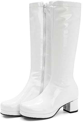 Stivali Alti Color Caramella Lucidi Donna,Stivali Cavallerizzo Zip Laterale per sfilate di Moda Casual,Stivali al Ginocchio Tacco Pelle Verniciata Sexy