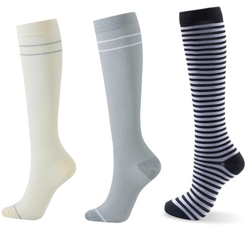 DXHGHYGL Calze Compressione Graduata Donna,Calze Antitrombo,Calze Elastiche per Vene Varicose,Potenziano Circolazione,Gambaletti Contenitivi Uomo Donna per Sports,Yoga,Viaggio,Lavoro L/XL 3 Coppie