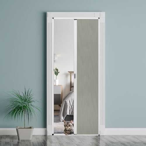 ROOMNEST No-Drilling Interior Accordion Door, Retractable Folding Door with Aluminum Frame and Cellular Fabric, Waterproof and Heat Insulation, for Bedroom, Bathroom, Kitchen, Office(Grey