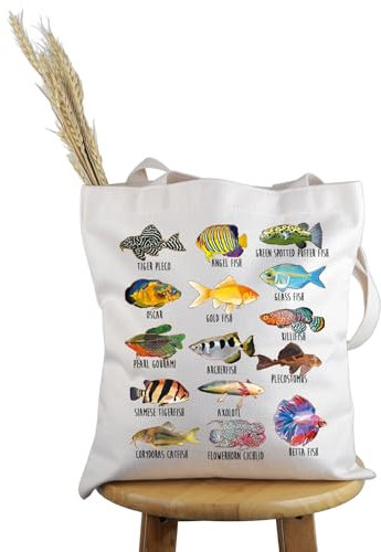Pyoul Fischliebhaber-Geschenk, Fischarten-Tragetasche, Handtasche für Aquarium, Fisch-Thema, Geschenk, Angelliebhaber, Geschenk, Tragetasche für Fischarten, medium