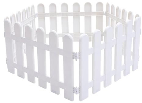 Recinzione Giardino in Metallo 5 pezzi recinzione da giardino bordatura prato bianco decorativo steccato plastica barriera esterna fiore animali recinti cortile pannelli bordure percorso(50X30X1CM)