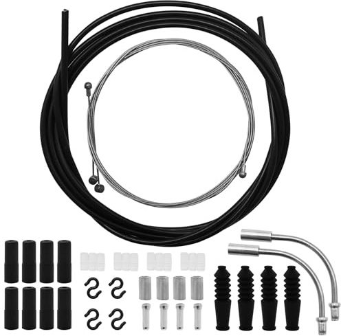 Juego de cable de freno para bicicleta, cable de freno universal para bicicleta, con 8 hebillas en C, cuerda de freno para bicicleta, juego con 2 V colector de freno (90 grados) para bicicleta de