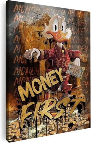 Artmazing | Dagobert Duck Bild Bunt | S-Art Bilder Modern | Leinwandbild XXL für Wohnzimmer | Wandbild Deko | Buntes Poster für Wand