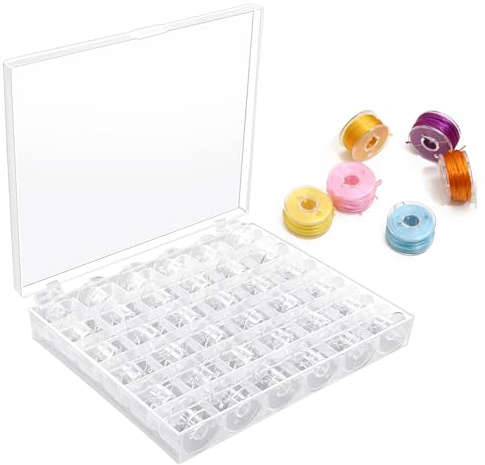Smomend 36pcs Nähmaschinen Spulen Mit Spulenbox, Nähzubehör, Spulen Nähmaschine, Unterfadenspulen, Transparente Nähmaschinen Spulen Mit Aufbewahrungsbox, Wiederverwendbar, Für Gängige Nähmaschinen