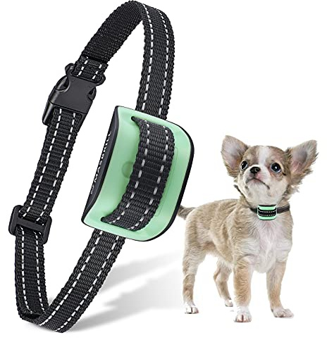 MASBRILL Collier Anti Aboiement pour Petits Chiens, Collier Anti Aboiement Chien avec 2 Modes Ajustables Son/Vibration 7 Niveaux de Sensibilité, Efficace et Humain, Vert