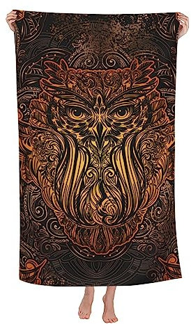 Herren Damen Badetücher Eule Auf Mandala-Hintergrund Großes Strandtuch Handtücher Klassische Microfaser Handtücher Mode Duschtücher Für Schwimmen Sauna Reise