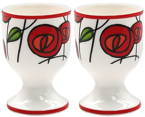 The Leonardo Collection Mackintosh Coquetiers par Charles Rennie Mackintosh | Élégant support à œufs en céramique avec design Art nouveau | Parfait pour le petit déjeuner ou la vaisselle décorative |