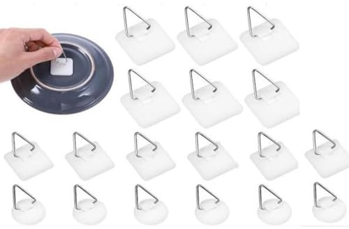 JIEHU Lot de 18 supports adhésifs pour plaques murales, assiettes suspendues sur les murs pour exposer des assiettes décoratives et des décorations murales (rond, carré)