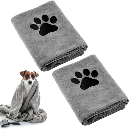 SEMINISMAR Hundhandduk, 2 stycken hundhanddukar extra absorberande, hundhandduk extra absorberande, snabbtorkande handduk för hundar, stor mjuk hundhandduk, 50 x 100 cm