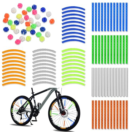 JNYUTEEN 124 Pezzi Catarifrangenti per Raggi di Bicicletta, Catarifrangenti per Bicicletta, Adesivi Catarifrangenti e Decorazioni Rotonde per Decorazione dei Raggi di Bicicletta