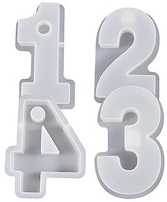 Moule en silicone en forme de chiffres de 1 à 4 pour décoration de gâteau, décoration de fête, cristal en résine époxy