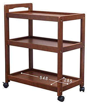 MEVZHH Trolleys, Fester Holz Beweglicher Esswagen Multifunktionale Teekartoffel Haushaltsküchenregal Weinwagen Dreistöckiger Wagen Essseitenwagen