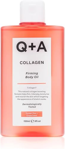 Q+A Collagen Body Oil (150ml), Nourishing Body Moisturiser with Vegetable Collagen, Immortelle Oil and Omega-9, Supports Firmness, Boosts Elasticity and Targets Stretch Marks, Vegan and Cruelty Free