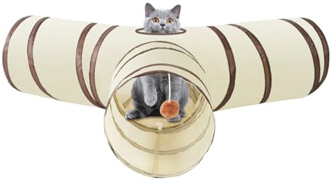 Qoukonao Tunnel Für Katzen - 3-Wege Spielröhre Katzentunnel Spielzeug,Klappbares Nest Interaktives Spielzeug Für Kätzchen Welpen Indoor Aktivität Beschäftigung Kleintier Kaninchen Spielen Schlafen
