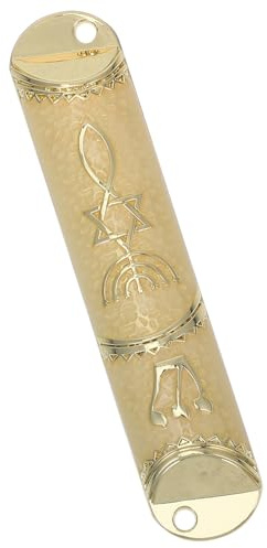 Levemolo Judar Mezuzah Metall Dörrdekoration med Scroll Kompakt Design med Monteringshål Religös Judaica för Hem och Entrédörr Guld Beige Färg Judaisk Gåva