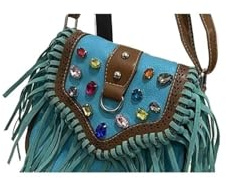 ZRHWSPD Bolsos Retro con Flecos Bolso Bandolera de Piel con borlas for Mujer, Bolso Hombro Flecos for móvil(Gold)
