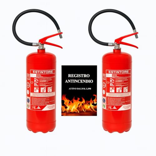 Due Estintori a Polvere Kg 6+ Staffa + Cartello + Tagliando di Controllo + un Registro Antincendio Obbligatorio in Omaggio