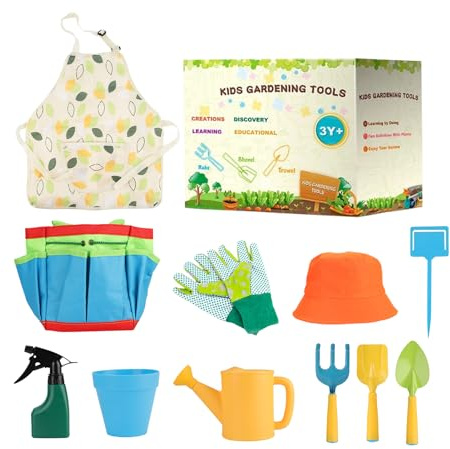 Lot de 11 Outils de Jardinage pour – Pelle pour Plantation et râteau, Jouet d'extérieur, Lot de 11 pièces, pour Jardin, extérieur, pelouse, Plage, Sable, plantations