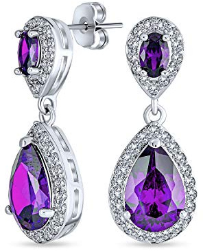 Orecchini Pendenti A Goccia Con Zirconi Cubici Semplici Classici Per Sposa AAA CZ Per Donne Placcati In Oro 14K Argento Sterling .925 6 12MM