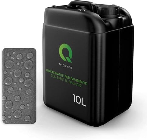 Q-COVER Impregnazione per pavé effetto bagnato | Incolore 10 L | Protettivo per calcestruzzo, clinker e mattoni | Interno & Esterno | Idrorepellente, impregnante incolore