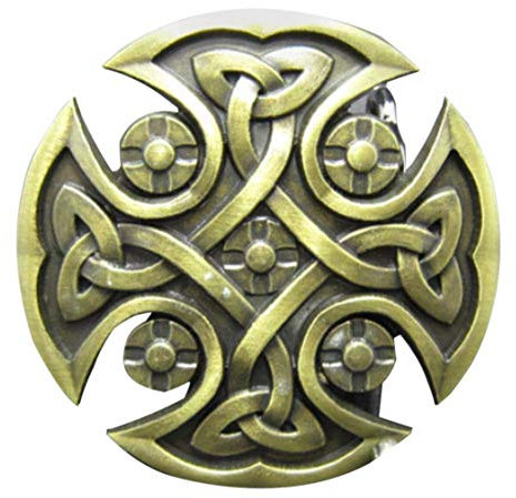 Buckle Kelten-Schild, Kreuz, Knoten, antik Messing, Gürtelschnalle