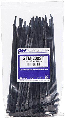 GW Kabelbinder-Technik, Kabelbinder mit Schrauböse 202 x 4,8 mm, schwarz, 100 Stück, GTM-200STBC